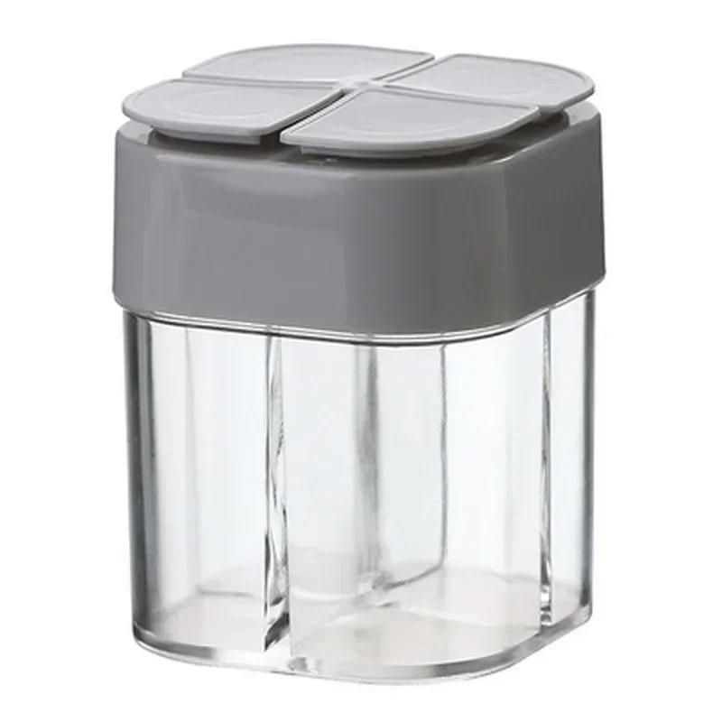Kitchen Multifuction 4 In1 Spice Salt Pepper Shakers Transparent Seasoning Jar Can Peppers Bottle Condiment Kitchen Gadgets