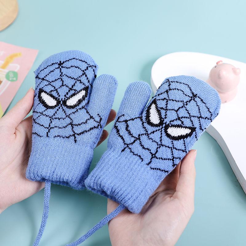 Winter Kinderhandschuhe Cartoon Spider-Man Nackenhandschuhe Warm und Verdickt Kälteschutzhandschuhe Wintergeschenke für Kinder