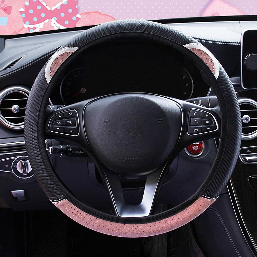 For 37-38cm Diameter Cute Car Steering Wheel Cover Kawaii Pink Ears Car Interior Decoration Accessories For Girls