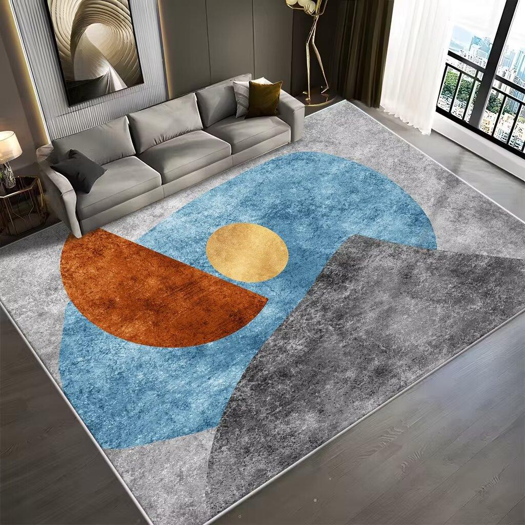 Light Luxury Geometric Living Room Carpet Modern Decoration Home Bedroom Sofa Non-slip Rug Office Coffee Table Washable Foot Mat
