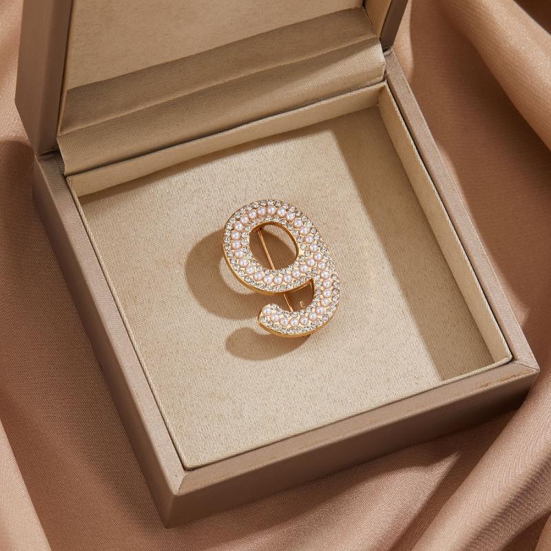 0-9 Number Brooches For Women Unisex Pearl Party Causal Clothes Pins Gifts Jewelry Trendy Accessories