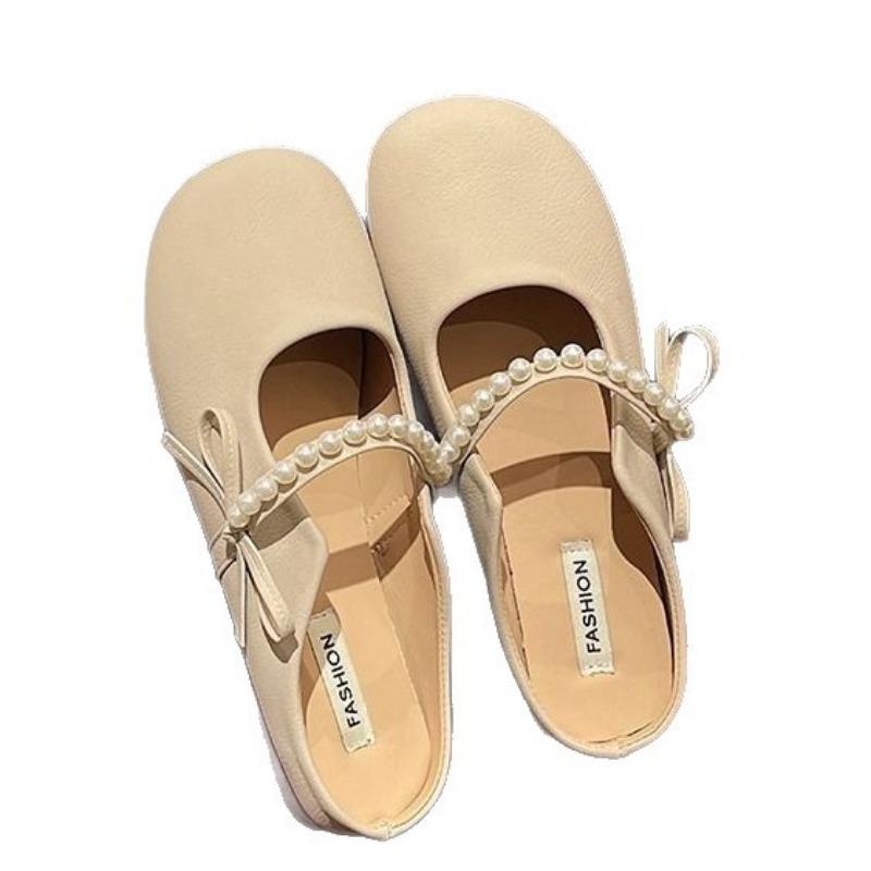 New Spring and Summer Evening Shoes Flat Women's Outer Wear Versatile with Skirt Soft Sole Bag Head Half Slippers