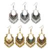 Bohemian Women Flower Bells Tassel Enamel Hook Earrings Party Banquet Jewelry