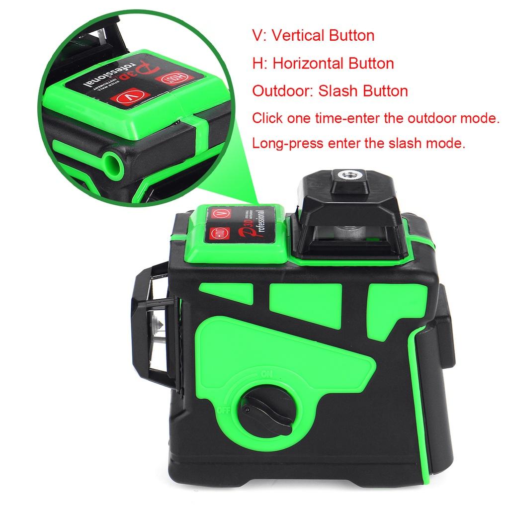 AC 100-240V 12 Lines Self-Leveling 3D Laser Level 360 Horizontal And Vertical Powerful Green Laser Beam Line Laser Level with Bracket/Tripod