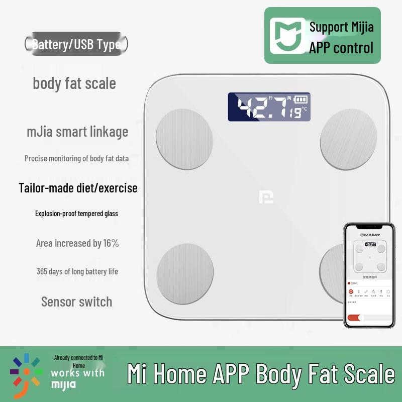Rechargeable Smart Body Fat Scale with App Support