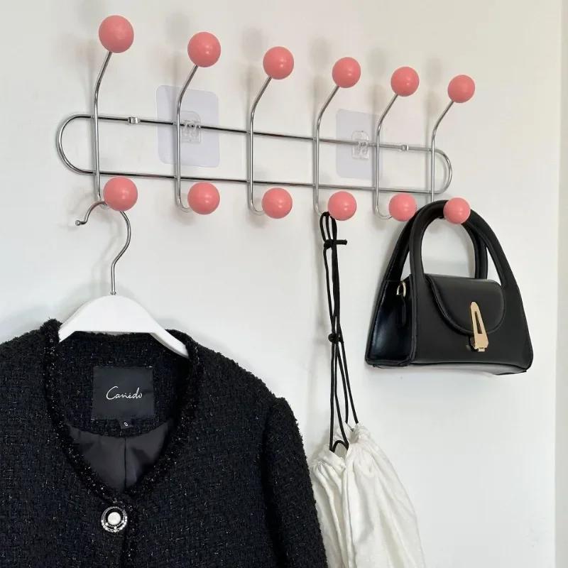 Entrance Hall Wall Coat Racks Bedroom Clothing Storage Hanger Rack Hooks Portable Backpack Cap Scarf Clothes Organizer Hangers