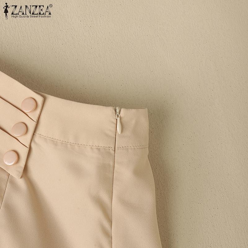 ZANZEA Women Casual Side Zipper Summer A-Line Skirts