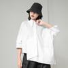 Hong Kong Style Trendy Irregular Three-Quarter Sleeve Women's Blouse - Loose Casual Spring/Summer Shirt