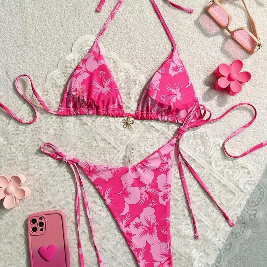 Europäischer & Amerikanischer Print Sexy Dreiteiliger Bikini Badeanzug für Damen