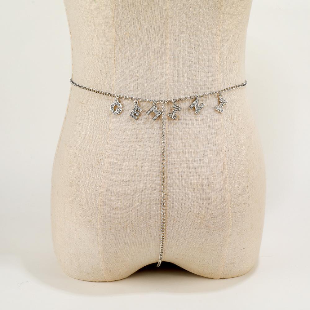 Модная цепочка на талию, многослойная хип-хоп рок-цепочка, многоэлементный алфавитный лоскутный пояс, панк-цепочка для тела