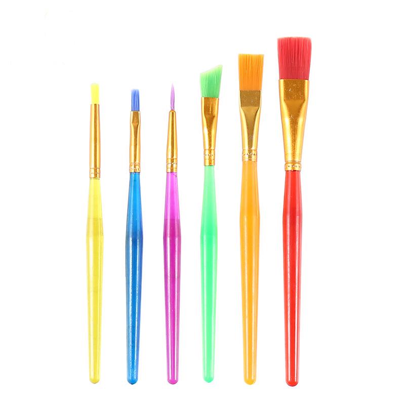 Children's 6-Piece Nylon Bristle Oil and Acrylic Painting Brush Set