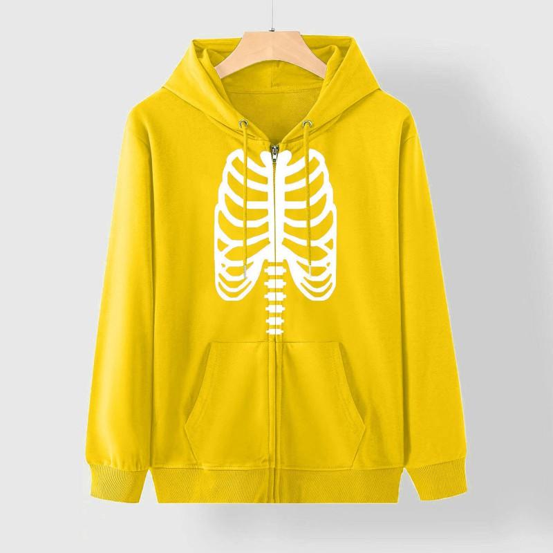 Gothic Skull Skeleton Print Oversized Hoodie Teens Men Long Sleeve Cotton Pullover Sweatshirt