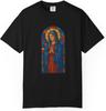 Religious Art T-Shirt – Virgin Mary Stained Glass Graphic Tee, Inspirational Christian Shirt for Men & Women, Comfort Colors