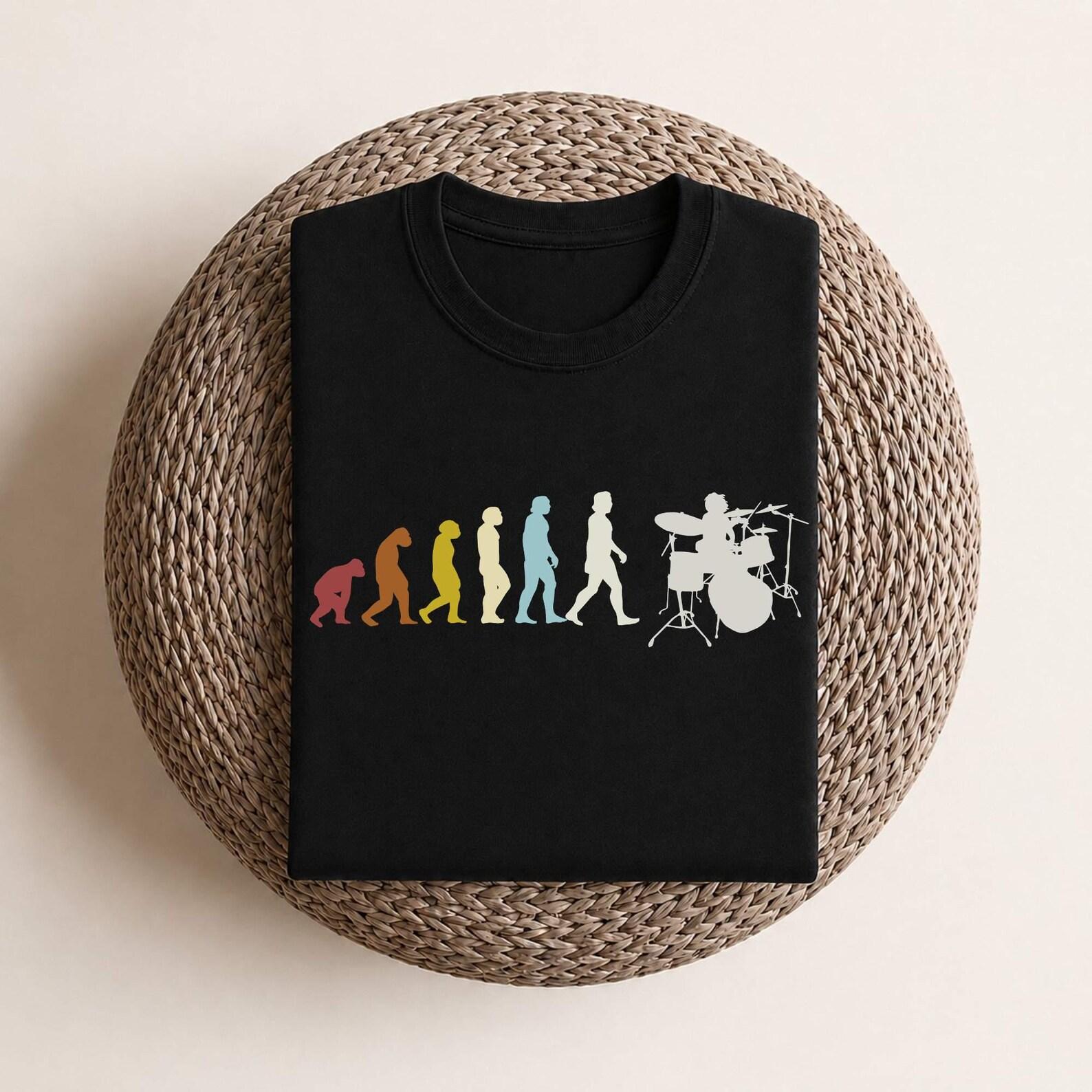 Retro Evolution Drum Kit T-Shirt for Drum Players - Premium Shirt 2XL