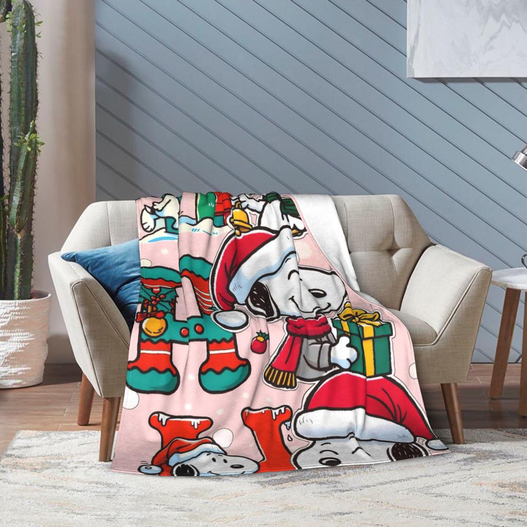 Snoopys boże narodzenie zima śnieg Akcesoria Koc Super Miękki Przytulny Koc Narzutowy do Łóżka 50x60 Calów Wielorozmiarowy Pokrowiec na Łóżko