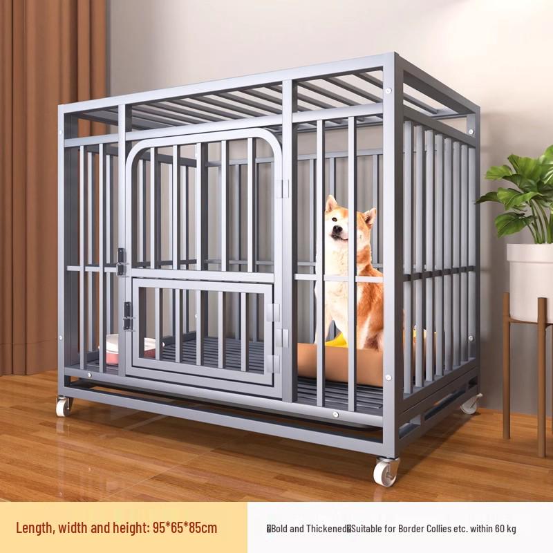 Medium & Large Dog Indoor Kennel with Full Square Tube Design and Built-in Toilet