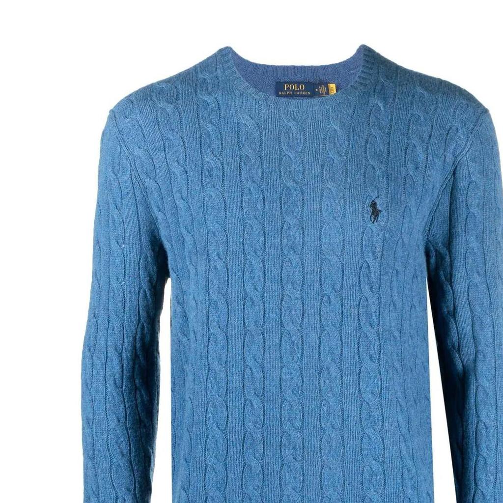 Polo Ralph Lauren FW22 Solid Logo Crew Neck Knit Cashmere Sweater Men Sweater Blue 710876762-008