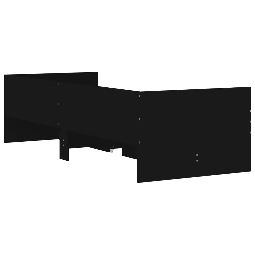 Bed with Drawers Black 75 x 190 cm