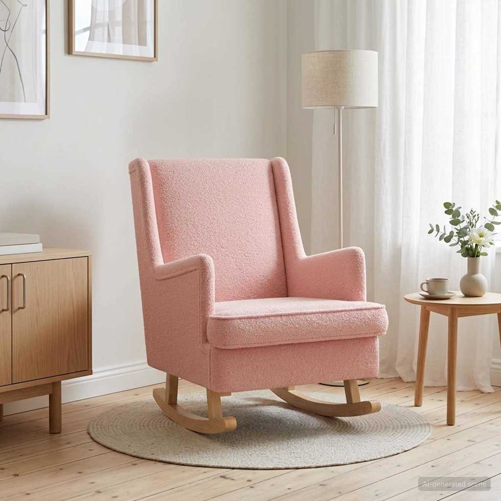Rocking Chair Pink 62 x 80 x 85 cm Boucle