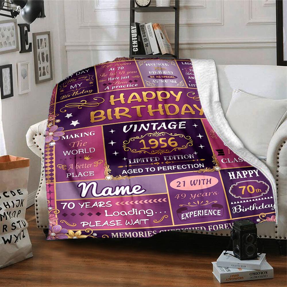 Vintage Celebration Blanket Personalized Name Soft Warm And Versatile For Sofa Bed Office And Travel Machine Washable Comfortable In All Seasons Best