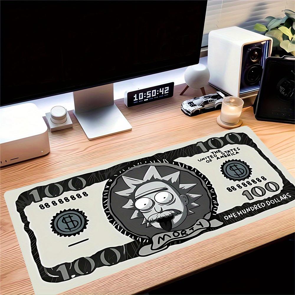 1pc Large Gaming Mouse Pad, UV Reactive Non-Slip Desk Mat, Washable PolyesterMorty, Dollars, CartoonComputer Pad with Vibrant Game Machine P