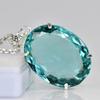 925 Sterling Silver Oval Pendant Aquamarine 137 Ct Certified Lab Created