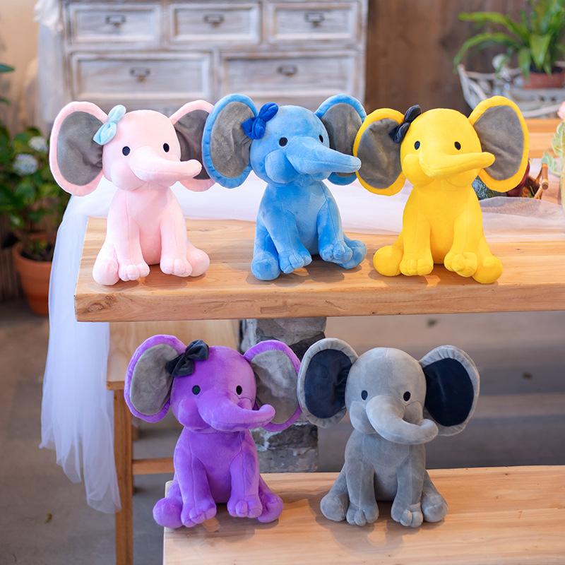 Plush Elephant Toy Grey Pink Stuffed Animal, Soft Comfort Sleeping Elephant Doll For Kids, Birthday Christmas Gift For Children
