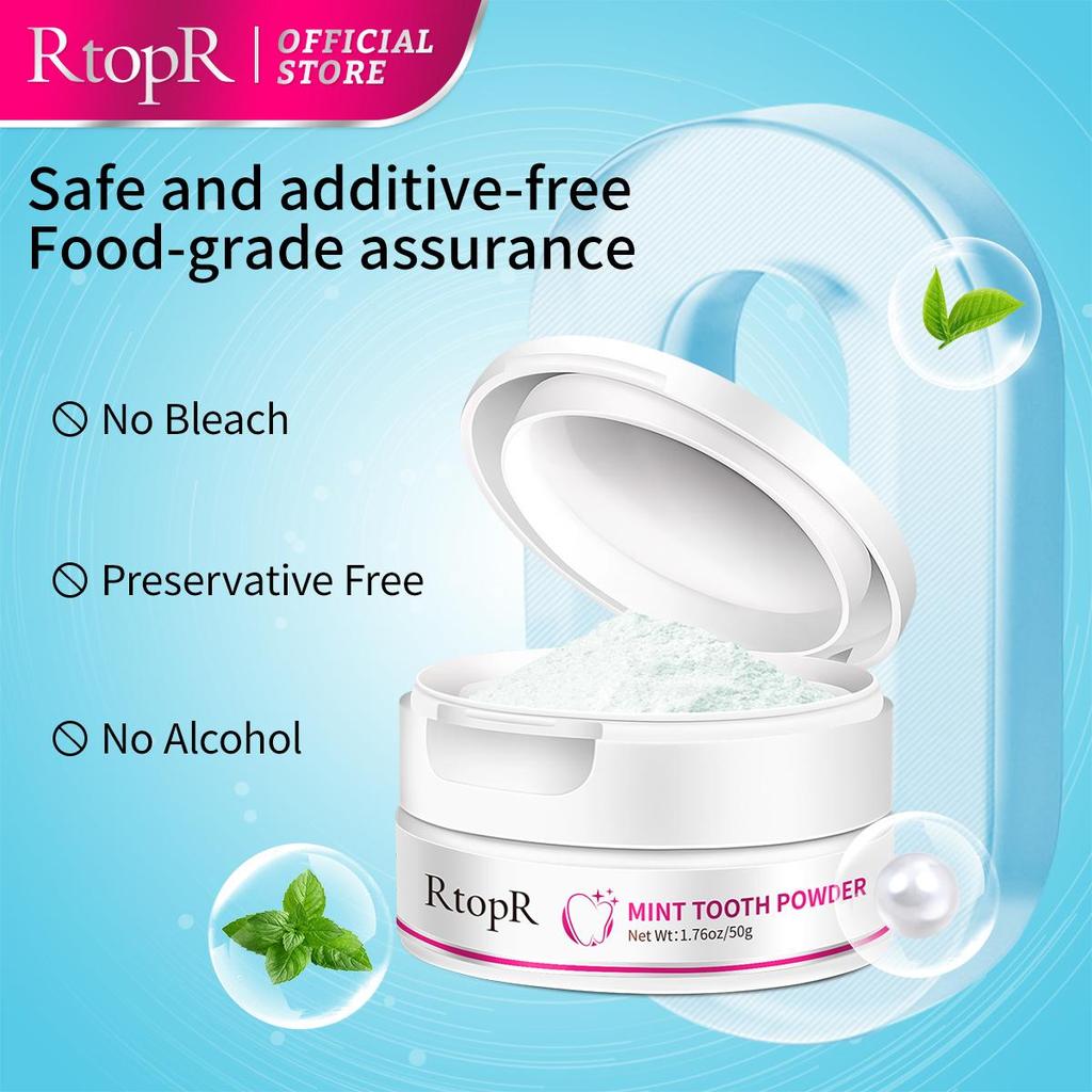 RtopR Teeth Whitening Powder Gentle Activated Mint Extract Teeth Whitening Natural Teeth Bleaching