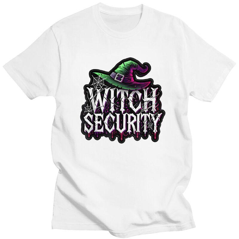 Custom Trendy Witch Security Halloween Joke T Shirt Men Short Sleeve Pure Cotton Tshirt Leisure Tee Tops Streetwear Tshirt