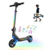 Monopattino Elettrico per Bambini K6 Blu-Bluetooth Musica-Velocità 5/10/16 km/h-Con LED, Altezza Regolabile- Pieghevole-Doppia Sospensione