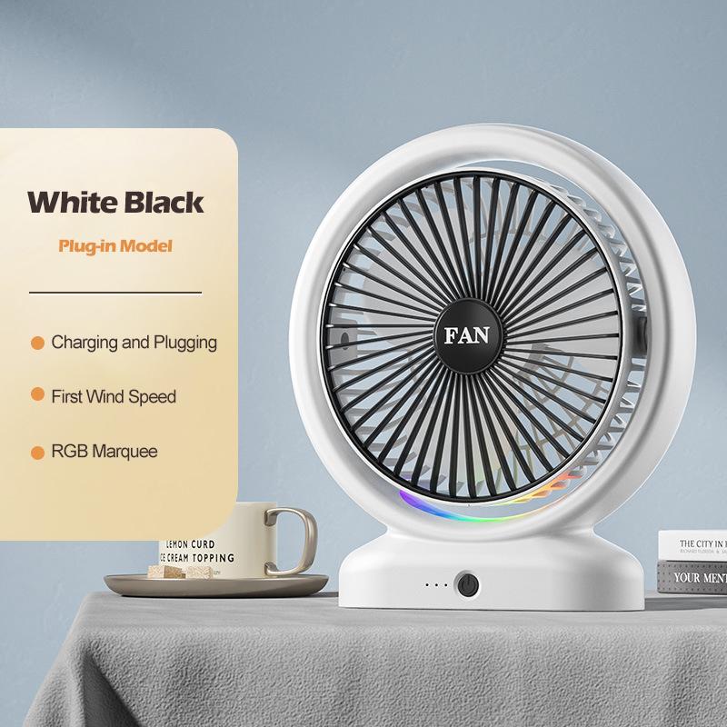 Настольный небольшой вентилятор Портативный USB-зарядный большой воздушный вентилятор Домашний настольный небольшой вентилятор Бесшумный вентилятор для офиса Общежитие Студент Спальня Plug in чёрный