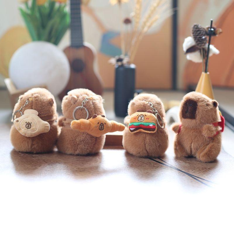 Capybara With Afternoon Tea Bag Plush Keychain Stuffed Gift For Kids Decor Bag