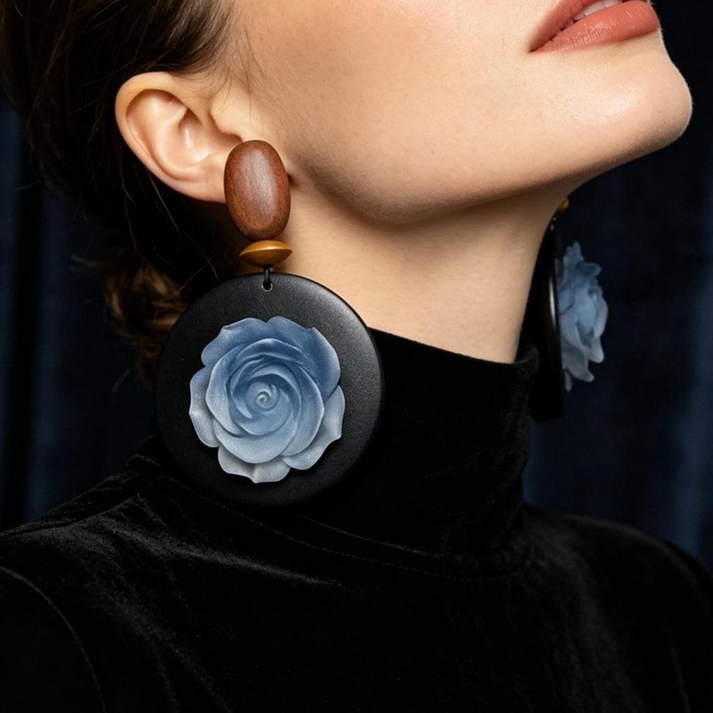 Vintage Black Series Stud Earrings 925 Silver Needle Minimalist High-End Personality Accessories for Women