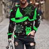 Fashion Men's Crew Neck Long Sleeve 3D Casual Color Printing Western Line Long Sleeve Crew Neck T-Shirt