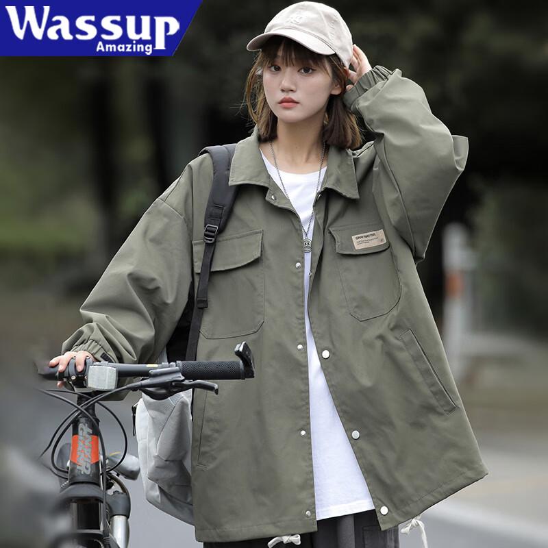 WASSUP AMAZING Women's Retro Loose Fit Workwear Jacket
