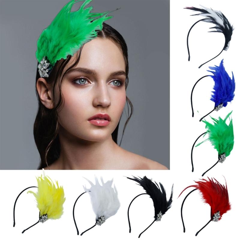 Cocktails Party Accessories Headband Cosplay Costume Flapper Women Music Festival Feathered Hairband Carnivals Headdress