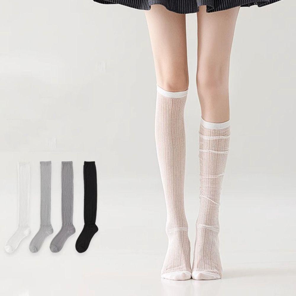 Ultra-thin JK Calf Mesh Socks Lolita High Tube Stocking Korean Ins Mid-tube Stocking  Women