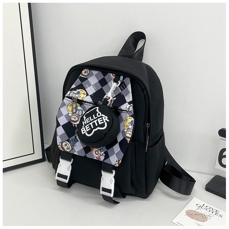 

School bag 2025 new printed cartoon cute primary school students casual versatile foreign style college style backpack чорний