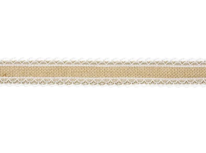 Jute Ribbon with White Lace 4X500Cm