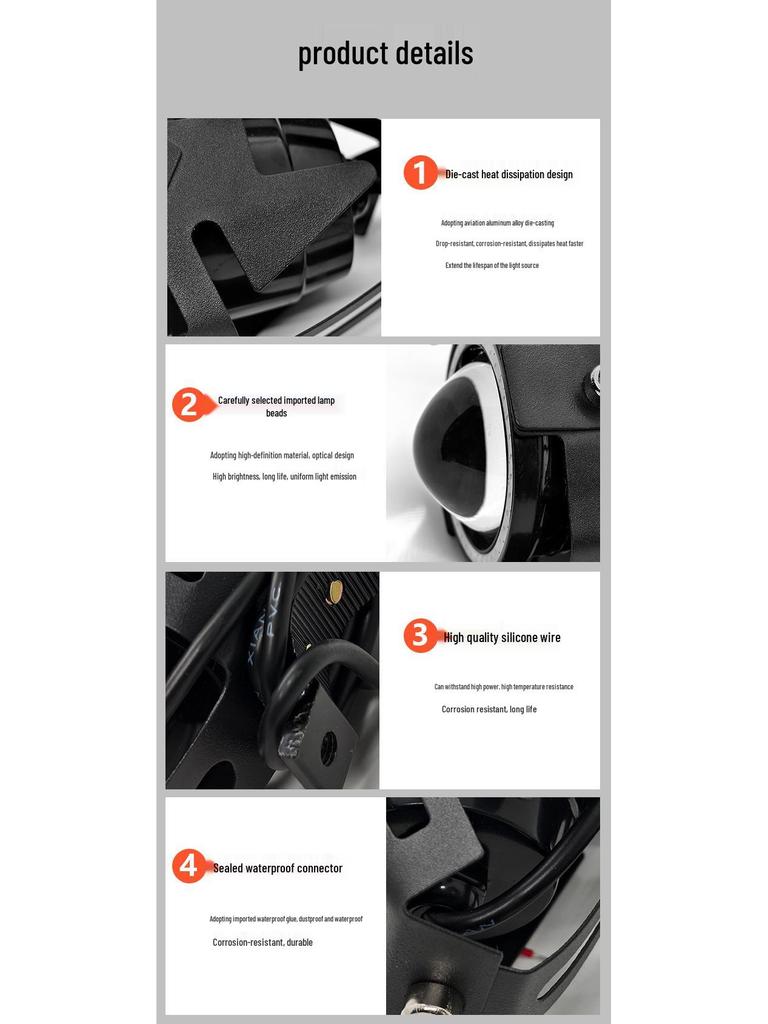 Universal U7 LED Motorcycle Spotlight with Super Bright Laser and Angel Eye Flashing Headlight