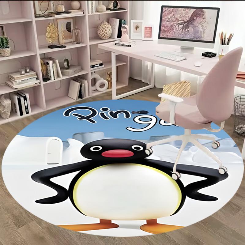 1pc Pingu1 Carpet, Round Rug, Comfortable, Suitable for Entryways, Living Rooms, Office, And Bedrooms, Christmas Decoration