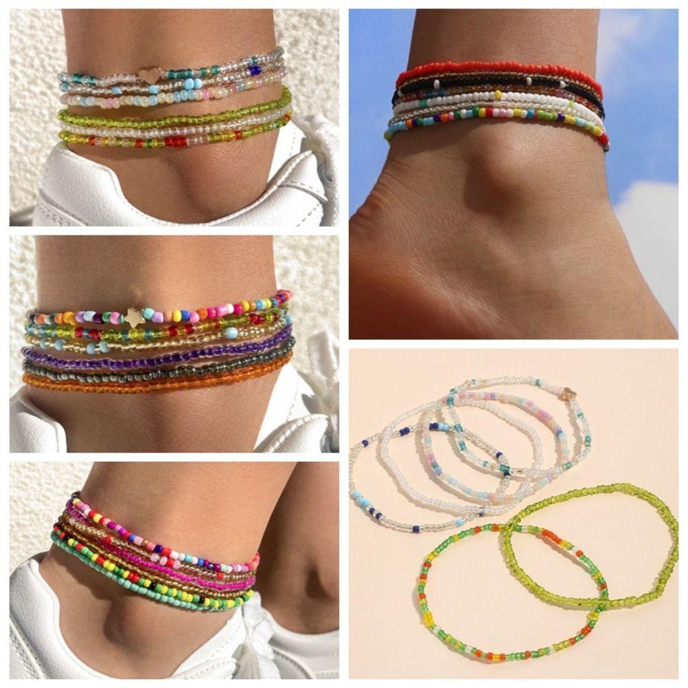 

Multi-layer Bohemia Colorful Beads Anklet Adjustable Unique Women