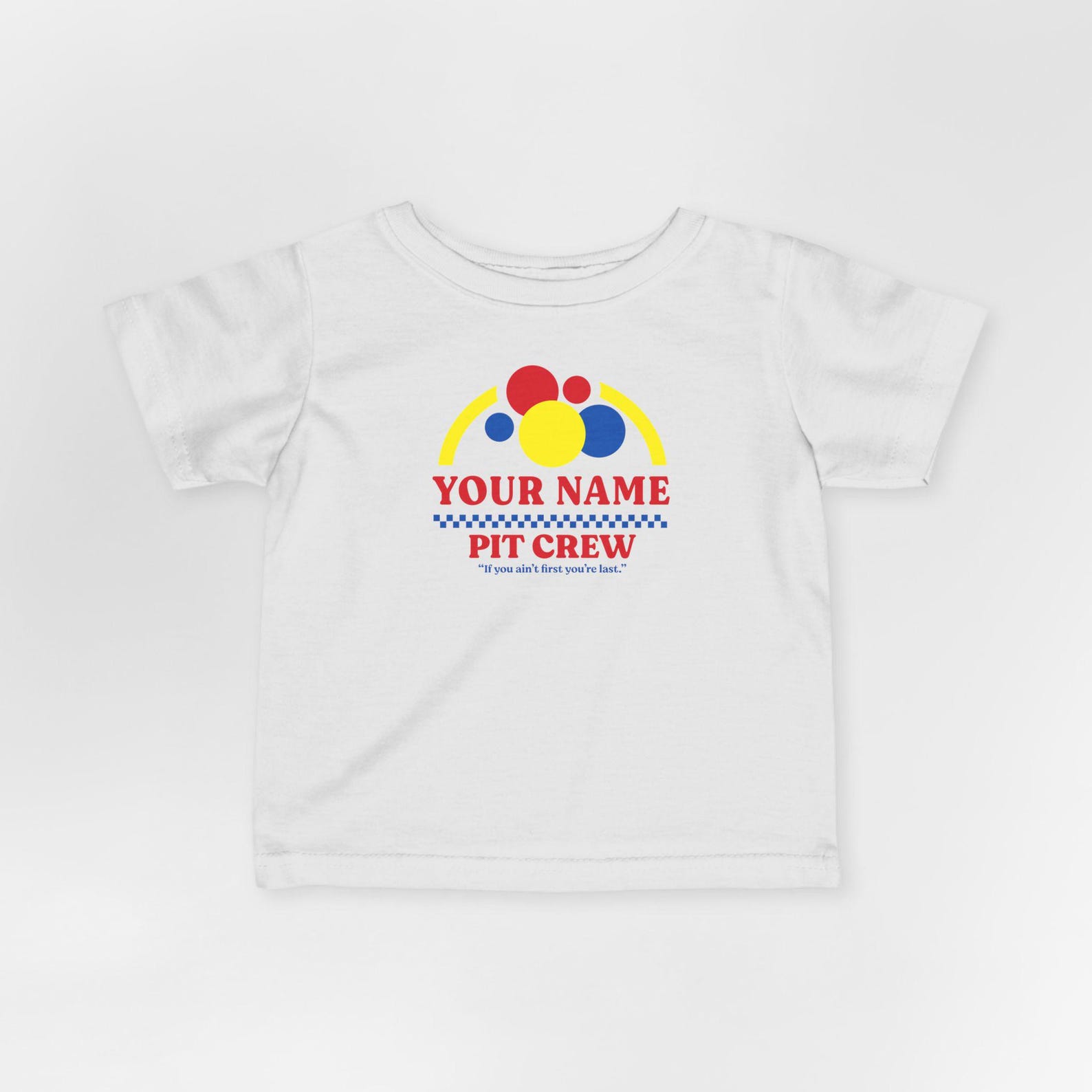 Custom Baby Pit Crew Shirt, Personalized Infant Racing Tee, Newborn Race Car Birthday Outfit, Custom Name Infant Pit Crew Gear, Racing Gift L