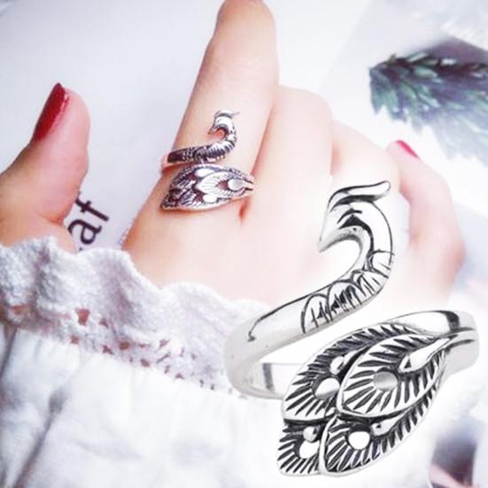 Unisex Retro Adjustable Phoenix Shape Yarn Knitting Accessory Open Finger Ring
