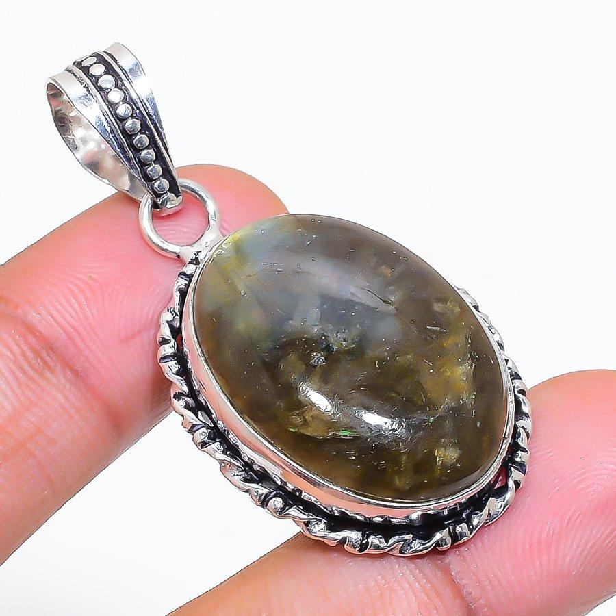 Natural Labradorite Gemstone 925 Sterling Silver Jewelry Pendant 1.77" ZS-402