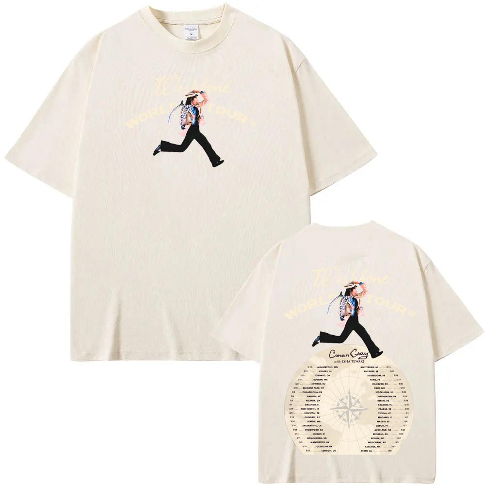 

Футболка WISHBONE WORLD TOUR 2026 Конан Грей Летняя Повседневная Футболка Харадзюку Высокое Качество Графика Стиль Певца 100% Хлопок Топы S песочный