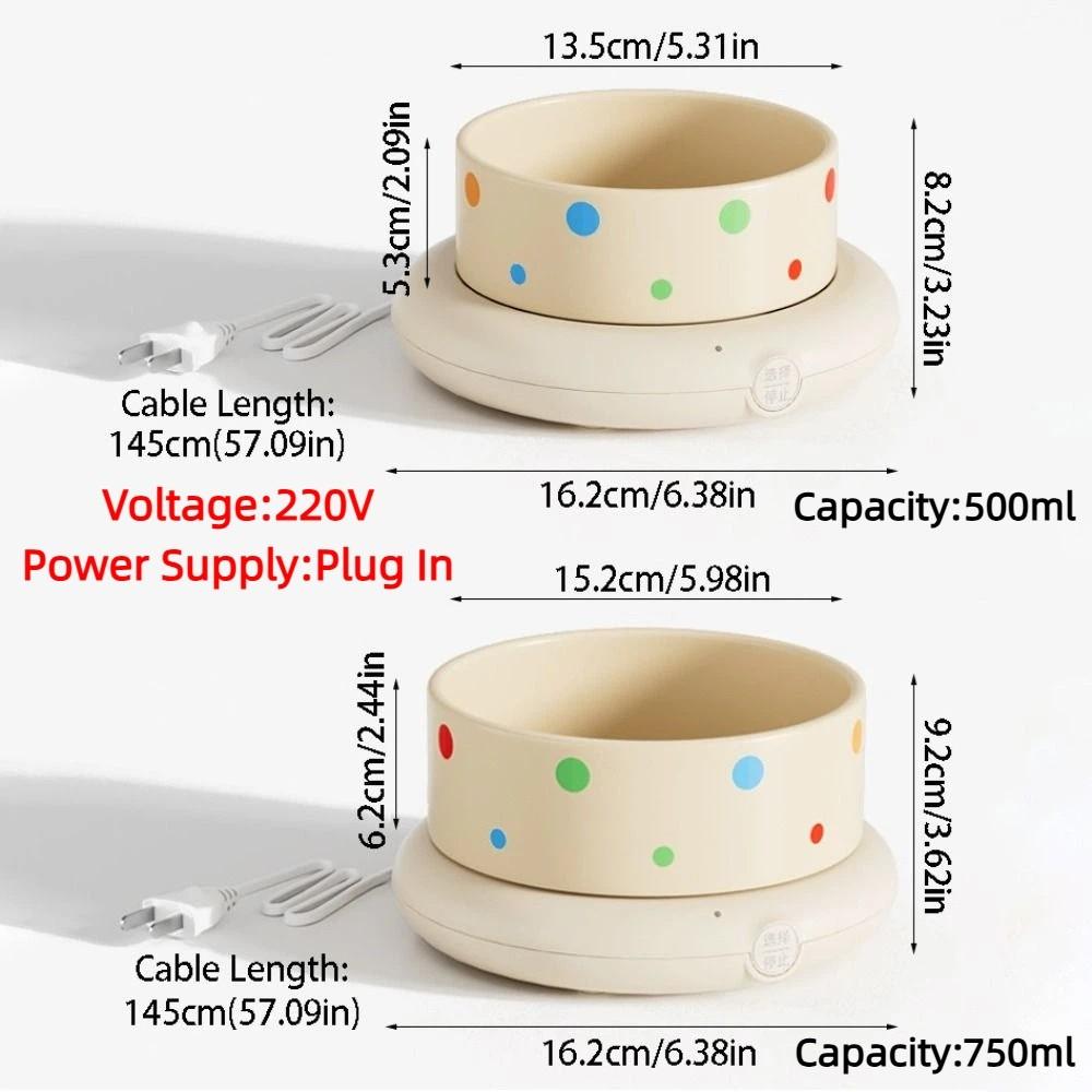 Ceramic Pet Heated Water Bowl Noiseless Temperature Adjustable Self-Heating Water Bowl Multifunction Stable