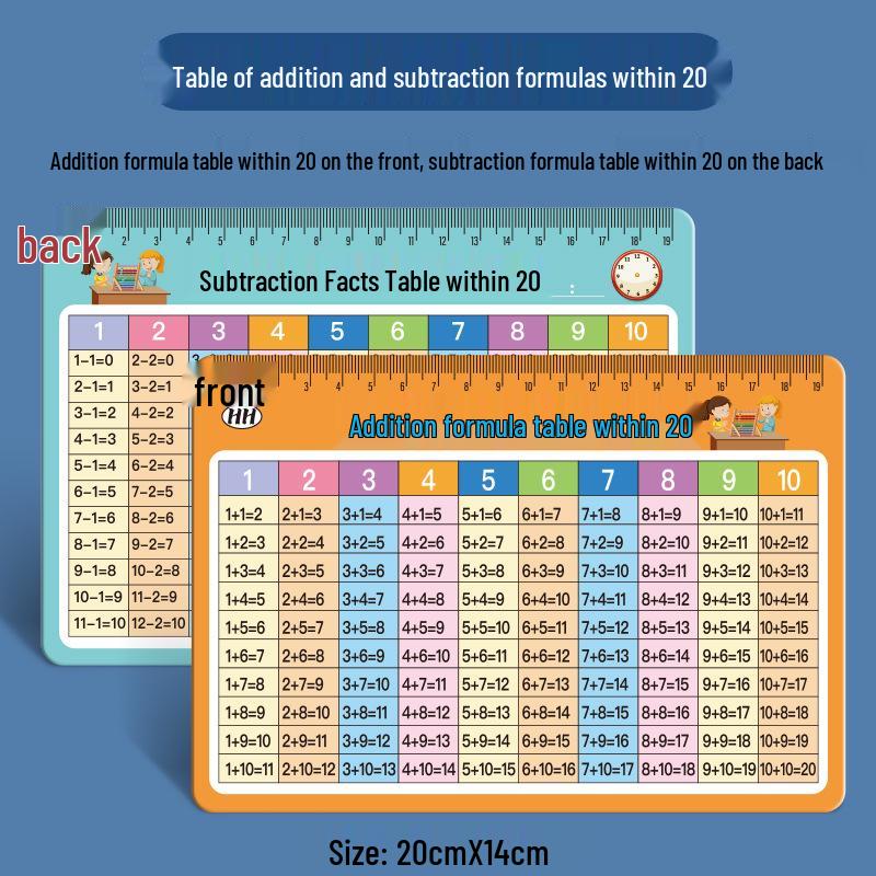 First Grade Math Oral Calculation Cards: Addition & Subtraction within 20 (Includes 100 Additions Table)