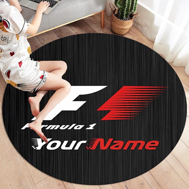 F1 Gear Custom Name Round Area Rug Carpet Rug For Living Room Bedroom Sofa Playroom Decor Nonslip Floor Mat