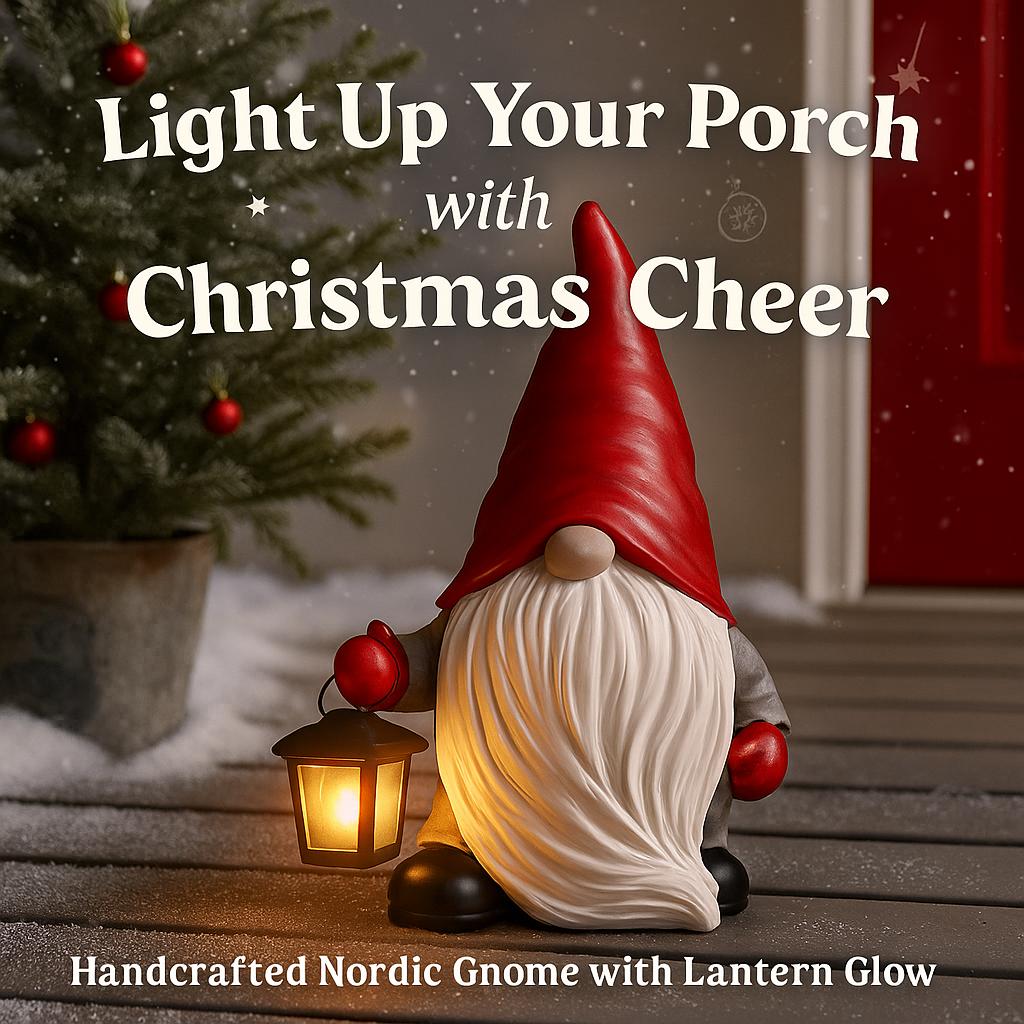 Christmas Red Hat Gnome With Lantern Garden Elf Figurine Outdoor Yard Lawn Ornament Holiday Decoration For Home And Garden